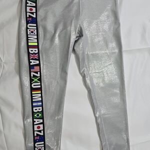 Zumba Fitness Silver Leggings with Flag Detail